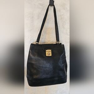 Salvatore Ferragamo Black Shoulder Bag with Gold Hardware